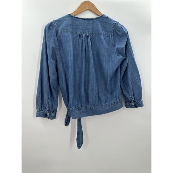 Madewell Blue Wrap Blouse - Picture 4 of 11